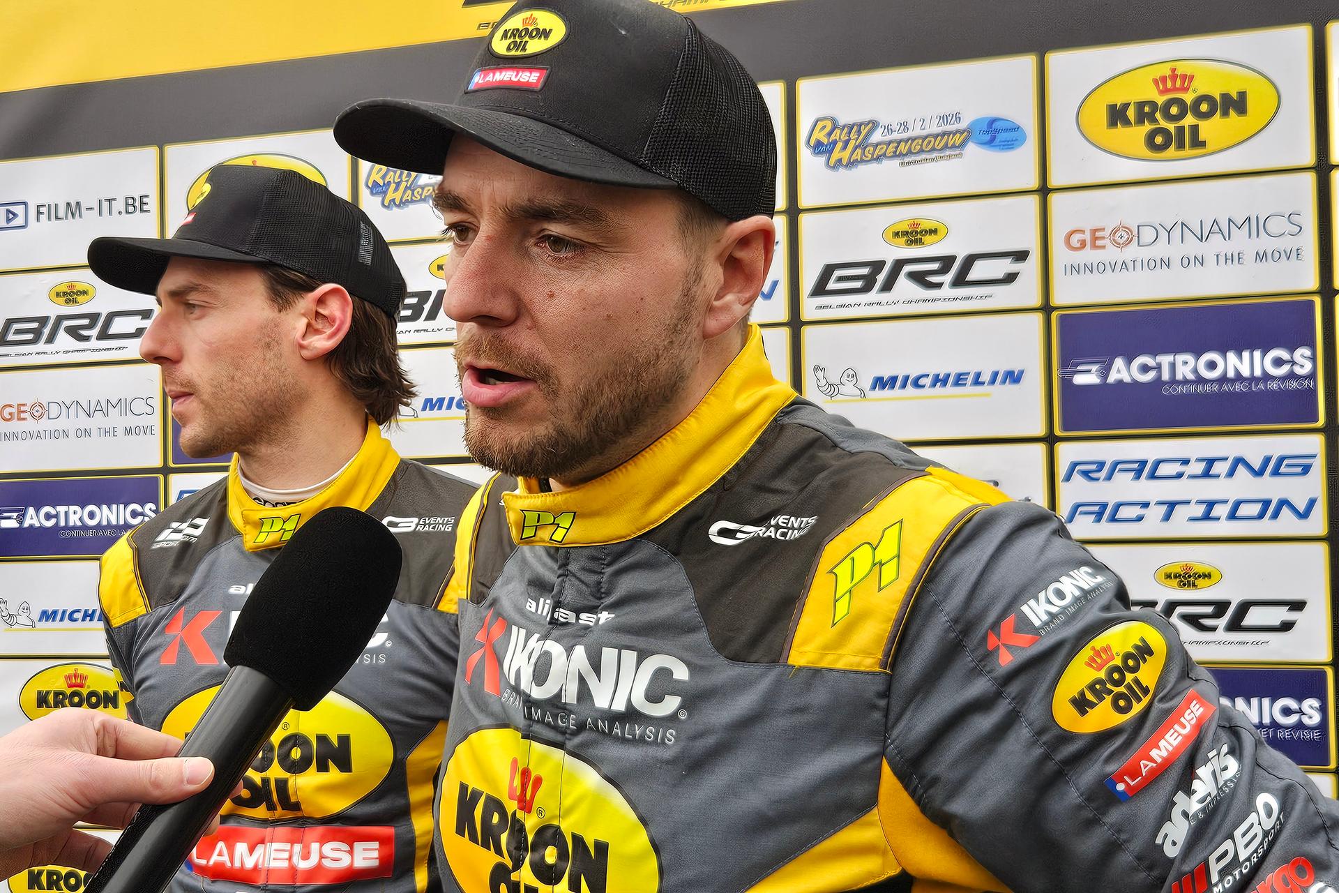 Belgian Cedric Cherain talks to the press at the Haspengouw Rally event, Saturday 28 February 2026 in Sint-Truiden. BELGA PHOTO ERIC DUPAIN