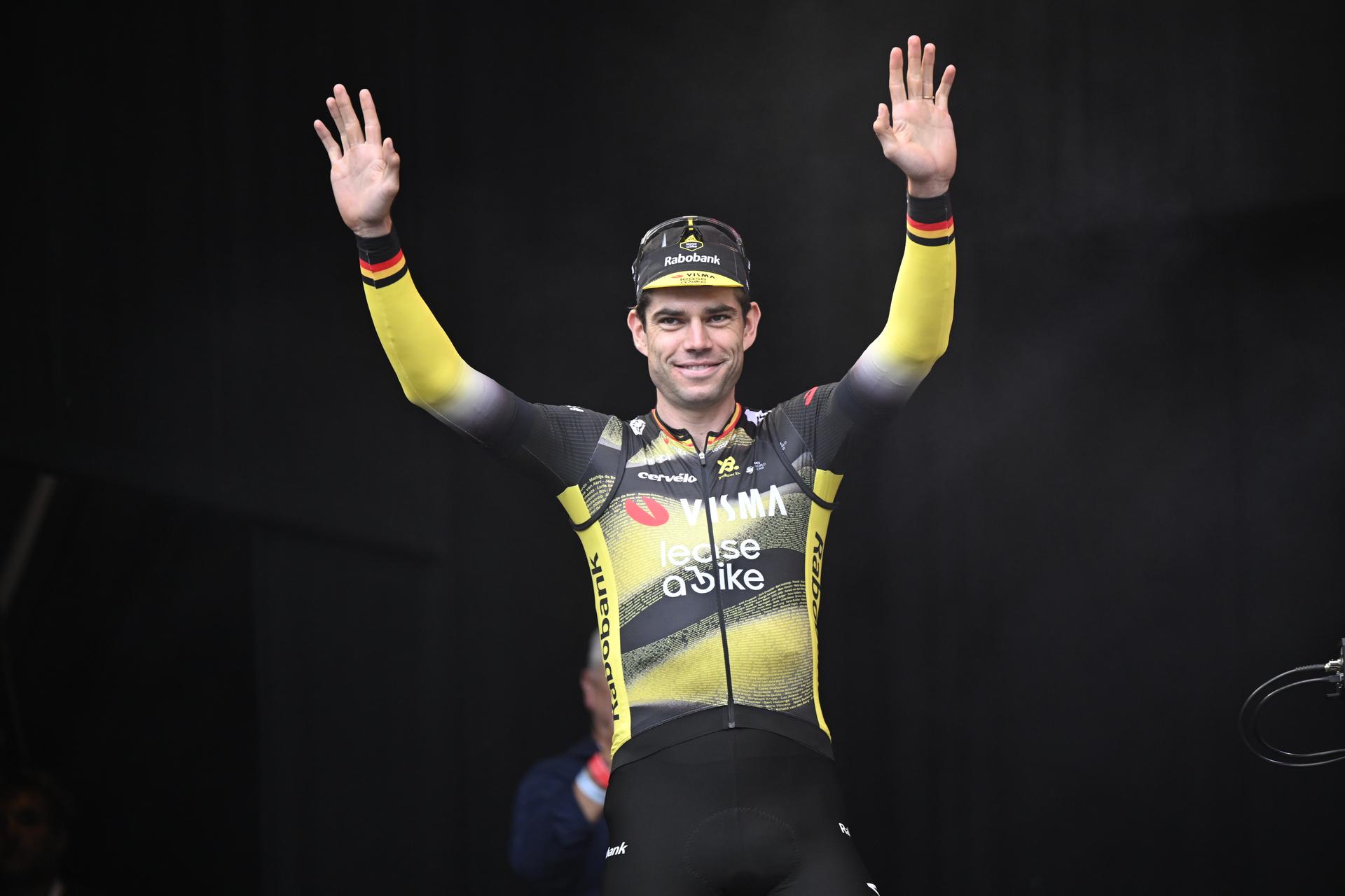 Belgian Wout van Aert of Team Visma-Lease a Bike and pictured before the 'Natourcriterium Herentals' cycling race, Thursday 31 July 2025 in Herentals. The contest is a part of the traditional 'criteriums', local races in which mainly cyclists who rode the Tour de France compete. BELGA PHOTO TOM GOYVAERTS