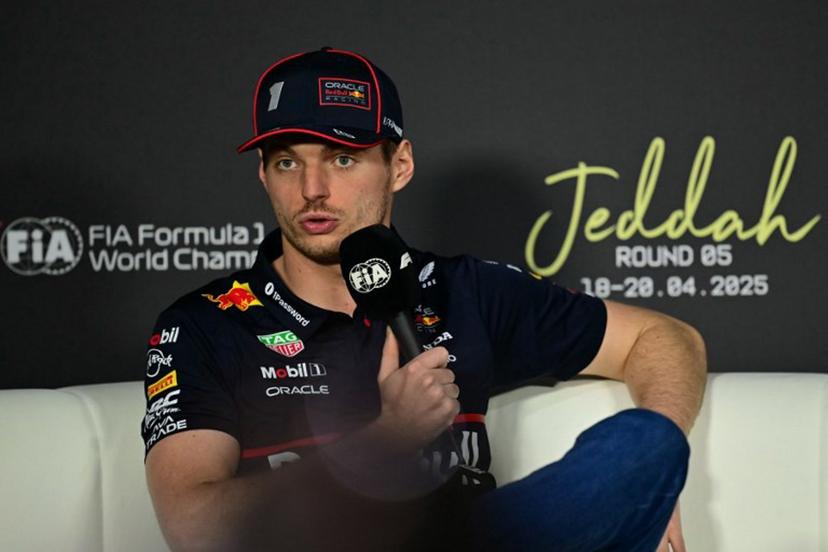 Red Bull Racing's Dutch driver Max Verstappen speaks during a press conference ahead of the 2023 Saudi Arabia Formula One Grand Prix at the Jeddah Corniche Circuit on April 17, 2025.  Giuseppe CACACE / AFP