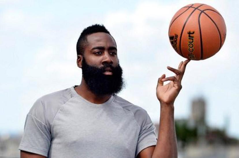 USA's NBA basketball player James Harden poses before a press conference on August 20, 2016 in Paris.  
BERTRAND GUAY / AFP