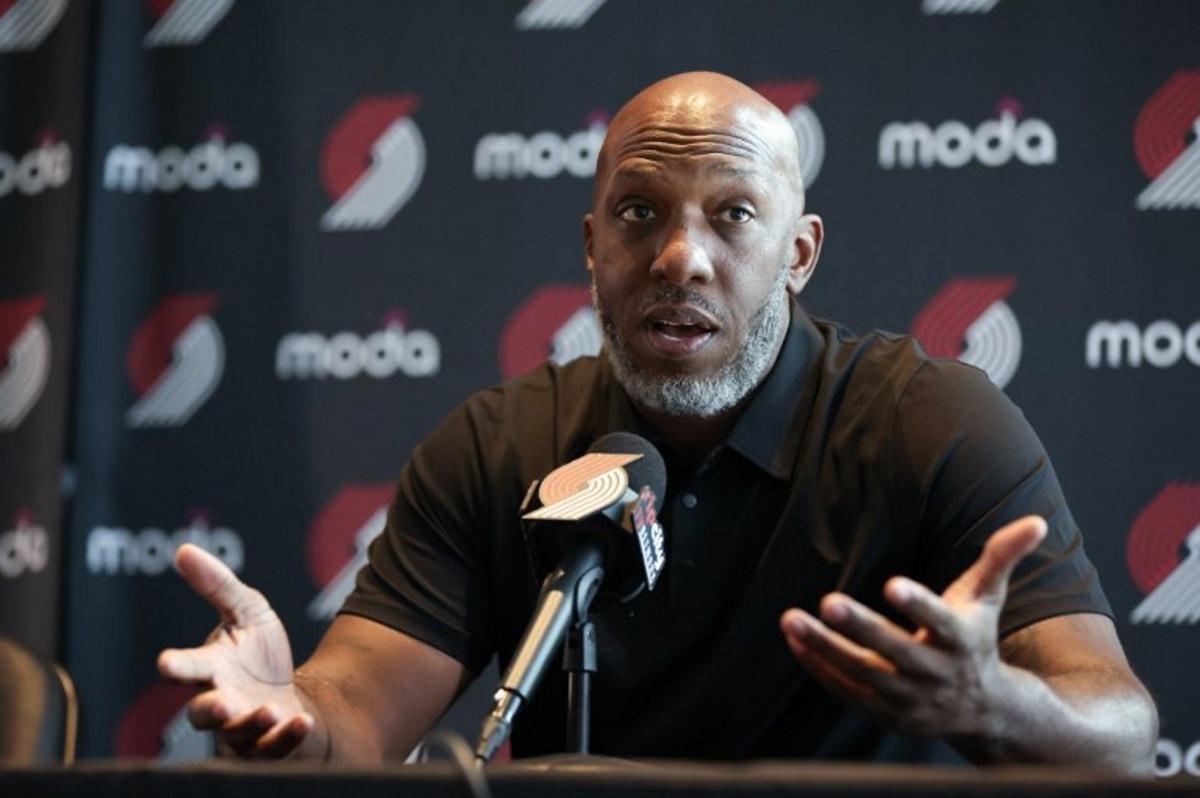 (FILES) Head coach Chauncey Billups of the Portland Trail Blazers speaks during a press conference at Moda Center on July 21, 2025 in Portland, Oregon. Billups was arrested on October 23, 2025, in connection with an illegal gambling probe.  Amanda Loman / GETTY IMAGES NORTH AMERICA / AFP