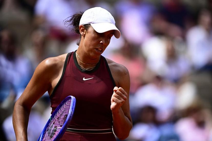 US Madison Keys reacts after a point during her women's singles match against US Hailey Baptiste on day 9 of the French Open tennis tournament on Court Suzanne-Lenglen at the Roland-Garros Complex in Paris on June 2, 2025.  JULIEN DE ROSA / AFP