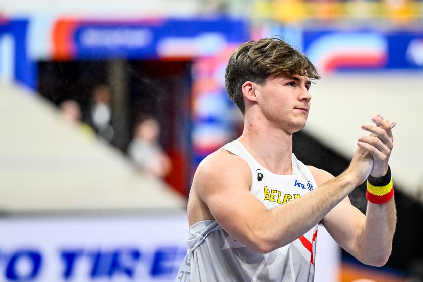Belgian Jente Hauttekeete reacts during the European Athletics Indoor Championships, in Apeldoorn, The Netherlands, Saturday 08 March 2025. The championships take place from 6 to 9 March. BELGA PHOTO ERIC LALMAND
