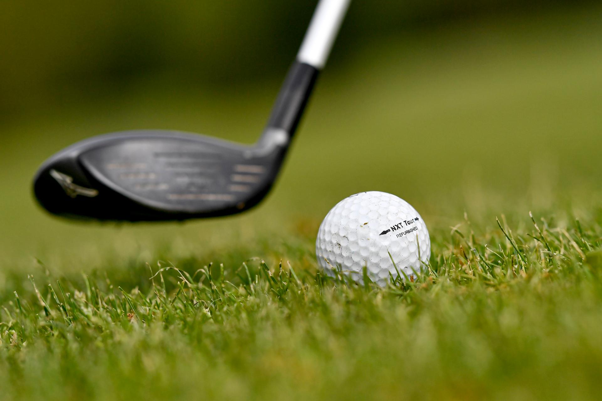 Illustration picture shows a golf club and ball during the preparations of the golf course and the special measures for the re-opening of Cleydael Golf and Country Club on Monday May 4th, Friday 01 May 2020. Golf is possible in a group (flight) of 3 persons and the clubhouse and the facilities stay closed. Belgium is in its seventh week of confinement in the ongoing corona virus crisis. The government has announced a phased plan to attempt an exit from the lockdown situation in the country, continuing to avoid the spread of Covid-19. BELGA PHOTO DIRK WAEM