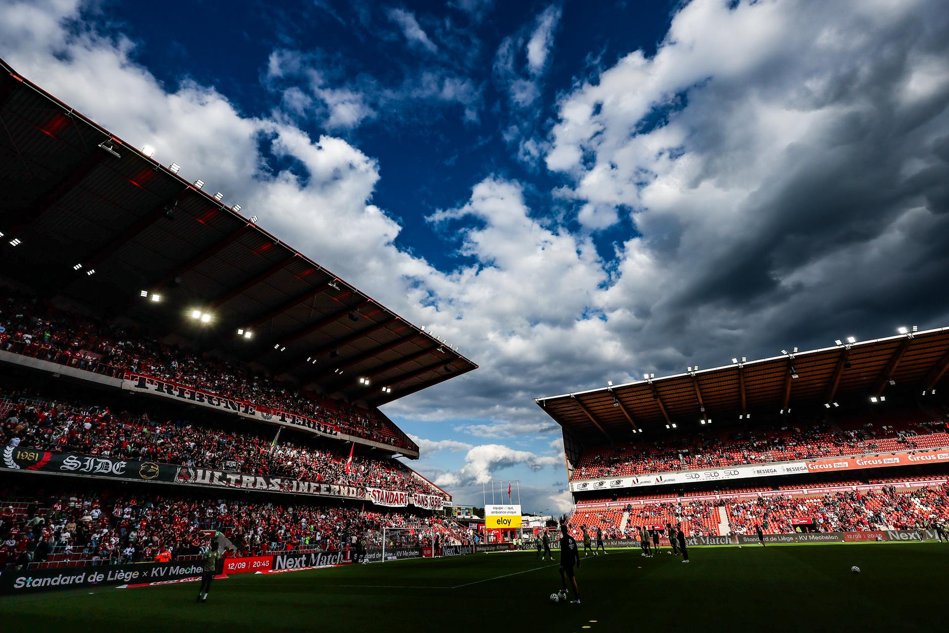 this picture shows the Sclessin stadium before a soccer match between Standard de Liege and Cercle Brugge K.S.V., Saturday 23 August 2025 in Liege, on day 5 of the 2025-2026 'Jupiler Pro League' first division of the Belgian championship. BELGA PHOTO BRUNO FAHY