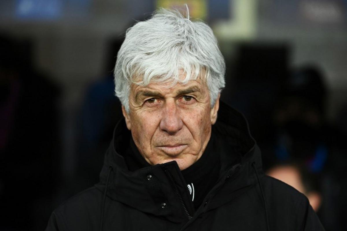 (FILES) Atalanta's Italian coach Gian Piero Gasperini reacts prior to the UEFA Champions League knockout phase play-off 2nd leg football match between Club Brugge KV and Atalanta at the Stadio di Bergamo in Bergamo on February 18, 2025. Gian Piero Gasperini confirmed on May 31, 2025 he will leave Atalanta after nine hugely successful years ahead of an expected move to rivals Roma.  Isabella BONOTTO / AFP