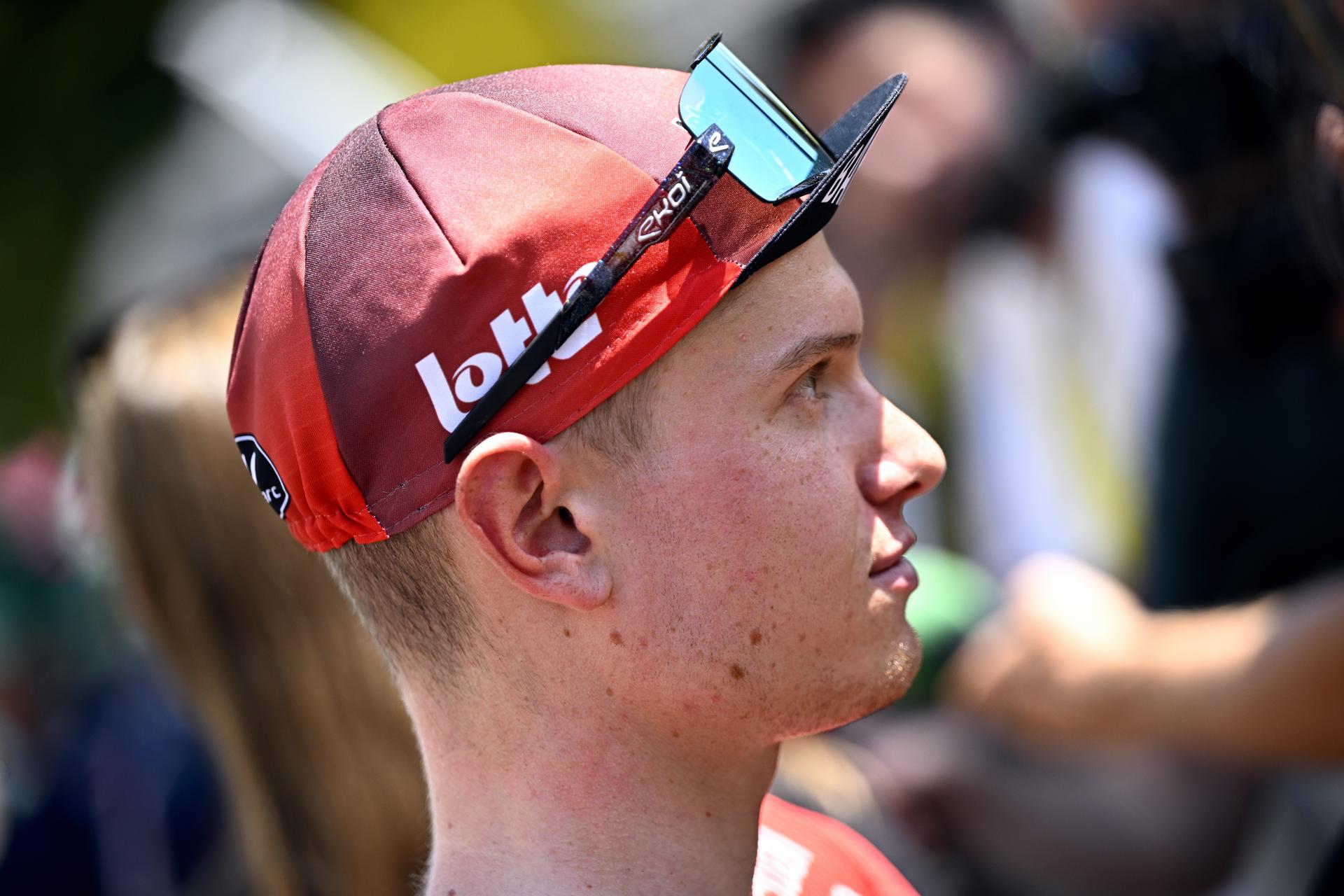 Belgian Lennert Van Eetvelt of Lotto Intermarche pictured at the start of stage 10 of the 2026 Tour de France cycling race, a stage of 167km from Aurillac to Le Lioran, on Tuesday 14 July 2026. The 113th edition of the Tour de France starts on Saturday 4 July in Barcelona, Spain, and will finish in Paris, France on the 26th of July. BELGA PHOTO JASPER JACOBS