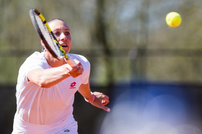 ATTENTION EDITORS - COVERAGE REQUESTED TO BELGA BY TENNIS VLAANDEREN- EDITORIAL USE ONLY Belgian Yanina Wickmayer pictured in action during the starter event of "Tennismakingsmaand", at tennis club Racso in Destelbergen, on Friday 04 April 2025. On the initiative of Tennis and Padel Flanders, 110 tennis clubs across Flanders are organizing 176 activities where young and old can get acquainted with the sport in a low-threshold way. Today the official kickoff, or store, of the Tennismakingsmaand is given at tennis club Racso in Destelbergen. BELGA PHOTO JASPER JACOBS