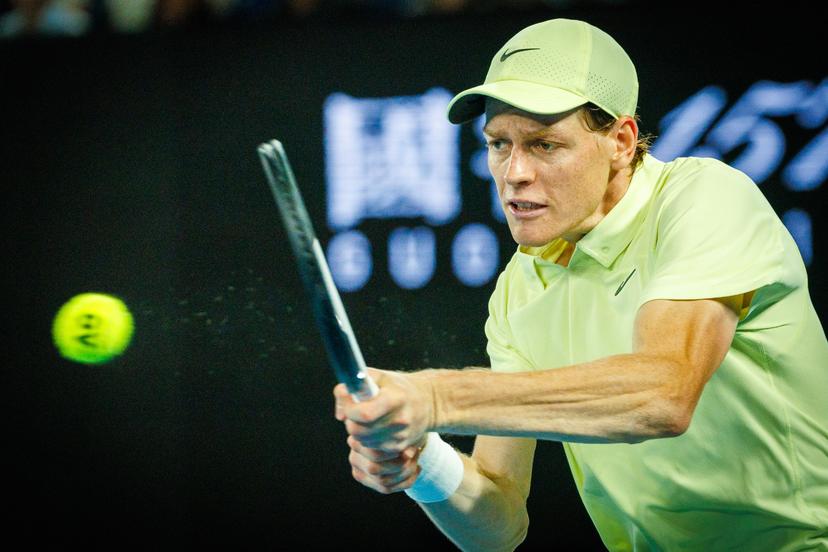 Italian Jannik Sinner pictured during a tennis match between Italian Sinner and German Zverez, the final of the men's singles at the 'Australian Open' Grand Slam tennis tournament, Sunday 26 January 2025 in Melbourne Park, Melbourne, Australia. The 2025 edition of the Australian Grand Slam takes place from January 12th to January 26th. BELGA PHOTO PATRICK HAMILTON