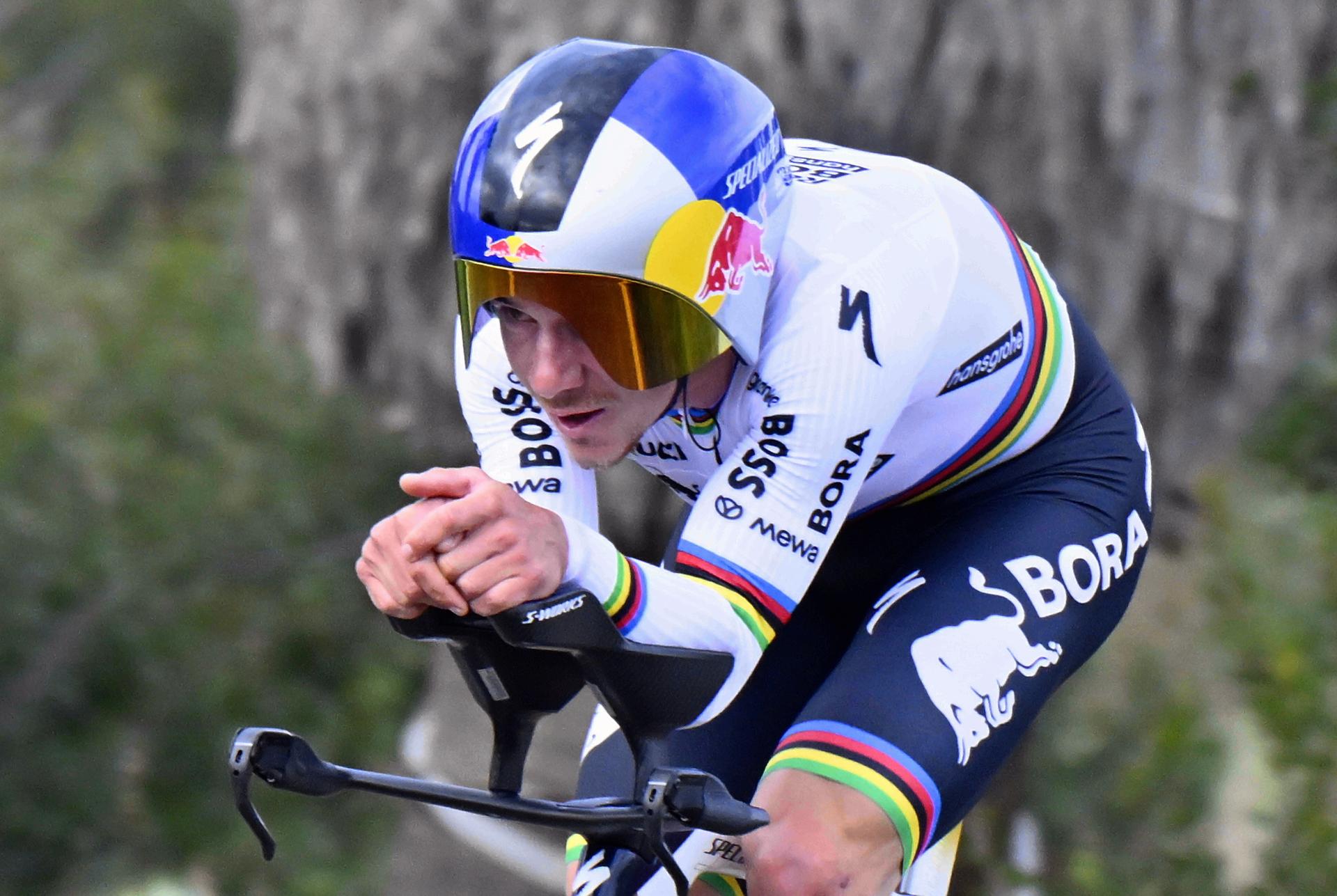 Belgian Remco Evenepoel of Red Bull-BORA-hansgrohe pictured in action during the Team Time Trial of the Trofeo Ses Salines Challenge Mallorca cycling race, 23,8km in Colonia de Sant Jordi, Mallorca, Spain on Thursday 29 January 2026. Belgian Evenepoel is participating in the first race in the colors of his new team Red Bull-Bora-Hansgrohe. BELGA PHOTO ERIC LALMAND