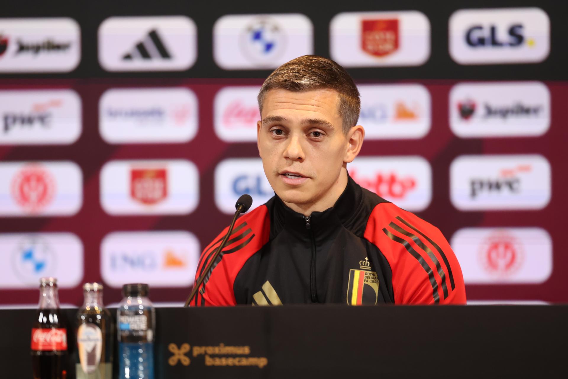 Belgium's Leandro Trossard pictured at a press moment of the Red Devils, the Belgian national soccer team, at the Proximus Basecamp in Tubize, Tuesday 07 October 2025. The team is preparing for the matches against North Macedonia (10/10) and Wales (13/10). BELGA PHOTO VIRGINIE LEFOUR