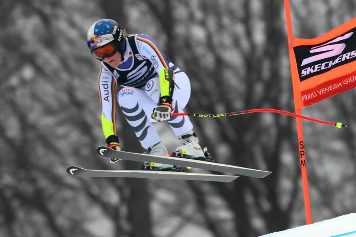 Germany's Emma Aicher competes during the Women's Super G event of FIS Alpine Skiing World Cup in Tarvisio, Italy on January 18, 2026.  Marco BERTORELLO / AFP