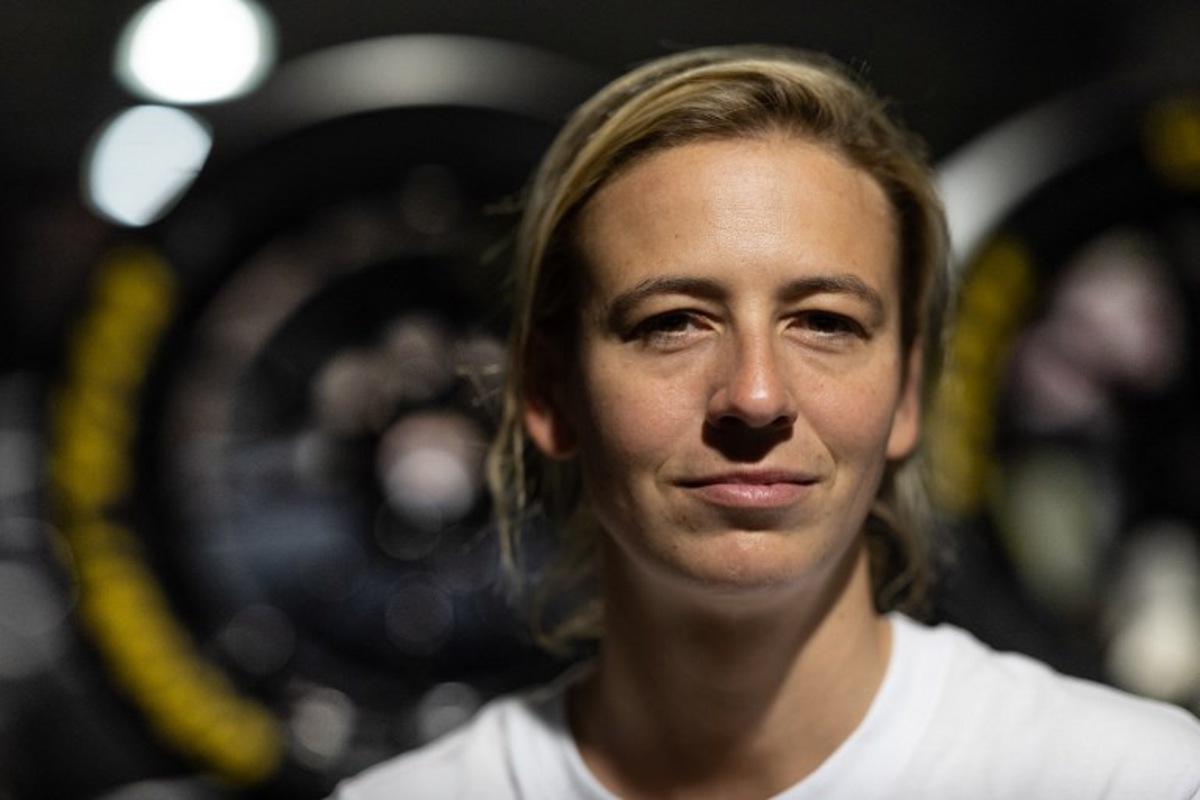 Belgium driver Sarah Bovy of the Iron Dames racing team poses for a photograph ahead of the Le Mans 24-hours endurance race at the Le Mans racetrack, western France on June 13, 2024.  FRED TANNEAU / AFP