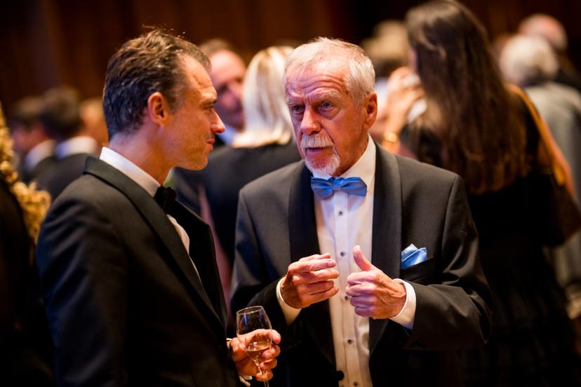 BOIC - COIB CEO Cedric Van Branteghem and Wilfried Meert, organizer of the Memorial Van Damme meeting pictured during a gala dinner organized on the evening before the 50th edition of the Memorial Van Damme athletics event in Brussels, Thursday 3 September 2026. The 2026 Allianz Memorial Van Damme Diamond League meeting takes place on 4 and 5 September 2026. BELGA PHOTO JASPER JACOBS