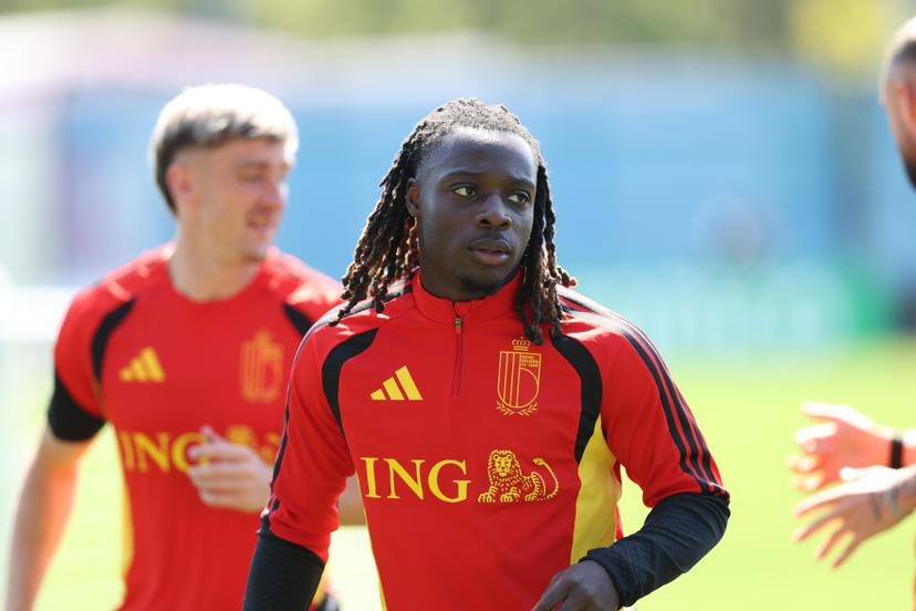 Belgium's Jeremy Doku pictured during a training session of Belgian national soccer team Red Devils, on Tuesday 07 July 2026 in their base camp, home of the Seattle Sounders, Renton, Seattle, USA. The Rode Duivels - Diables Rouges qualified for the knockout stage of the 2026 FIFA World Cup, where they'll meet Spain in the round of 8 on July 10th. BELGA PHOTO BRUNO FAHY