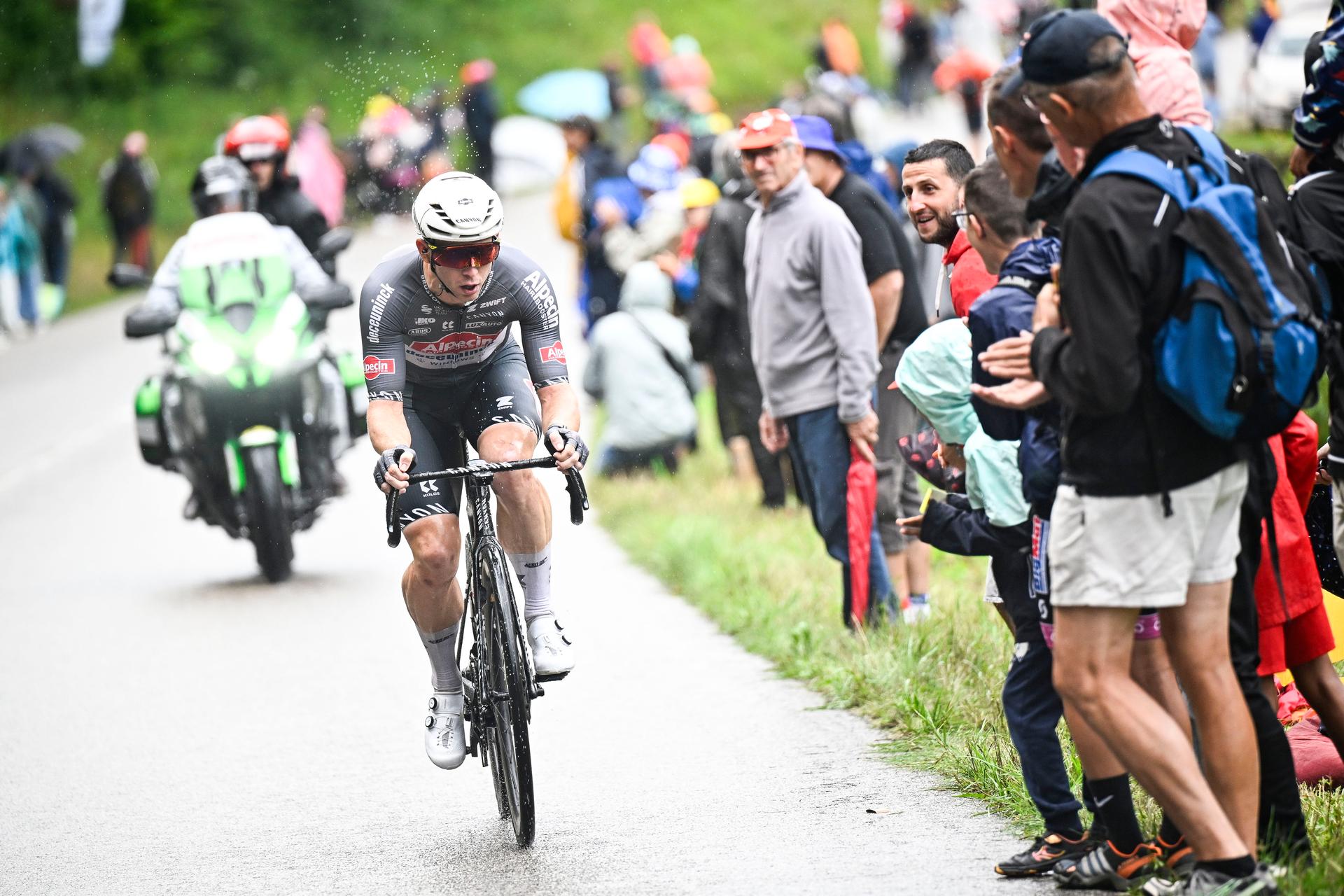 Australian Kaden Groves of Alpecin-Deceuninck pictured in action during stage 20 of the 2025 Tour de France cycling race, from Nantua to Montpellier (185km), on Saturday 26 July 2025 in France. The 112th edition of the Tour de France starts on Saturday 5 July in Lille, France, and will finish in Paris, France on the 27th of July. BELGA PHOTO JASPER JACOBS