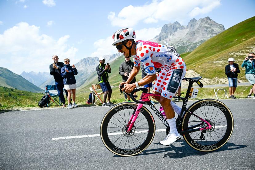Ecuadorian Richard Carapaz of EF Education-EasyPost pictured in action during stage 20 of the 2026 Tour de France cycling race, a stage of 171km Le Bourg d'Oisans to Alpe d'Huez, on Saturday 25 July 2026. The 113th edition of the Tour de France starts on Saturday 4 July in Barcelona, Spain, and will finish in Paris, France on the 26th of July. BELGA PHOTO JASPER JACOBS