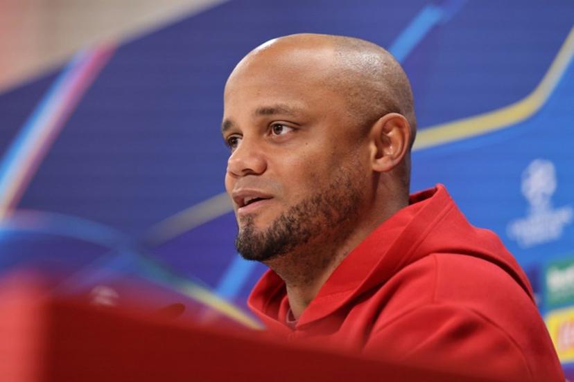 Bayern Munich's Belgian head coach Vincent Kompany delivers a press conference at the club's training ground in Munich, on April 7, 2025, on the eve of the UEFA Champions League first leg quarter final match against Inter Milan.  Alexandra BEIER / AFP