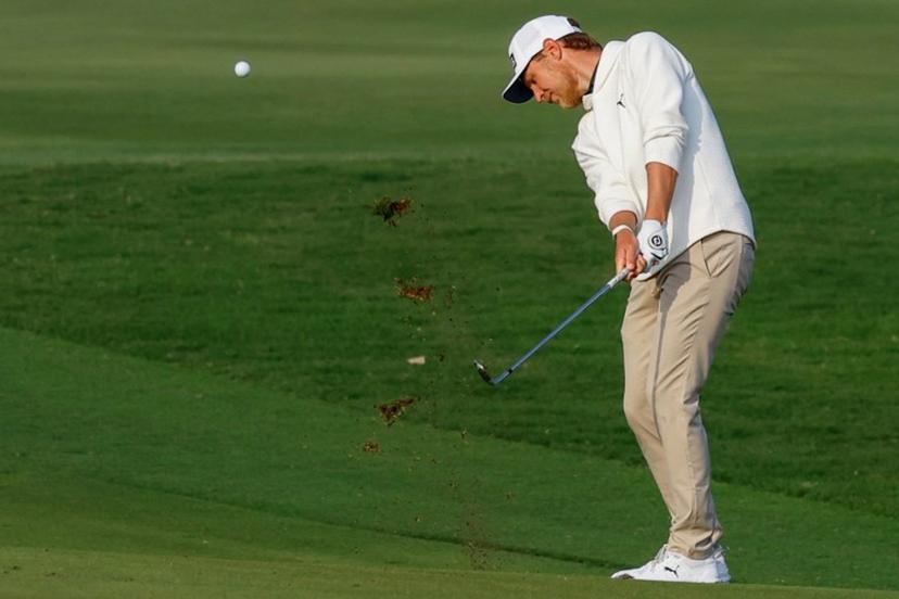 Kristoffer Reitan of Norway plays a shot during the first day of the European Tour of Qatar Masters golf tournament in Doha on February 6, 2025.  KARIM JAAFAR / AFP