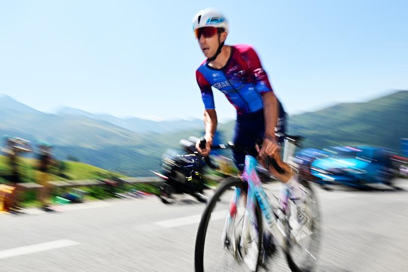 Canadian Michael Woods of Israel-Premier Tech pictured in action during stage 13 of the 2025 Tour de France cycling race, an 11km individual time trial from Loudenvielle to Peyragudes, on Friday 18 July 2025 in France. The 112th edition of the Tour de France starts on Saturday 5 July in Lille, France, and will finish in Paris, France on the 27th of July.   BELGA PHOTO DIRK WAEM