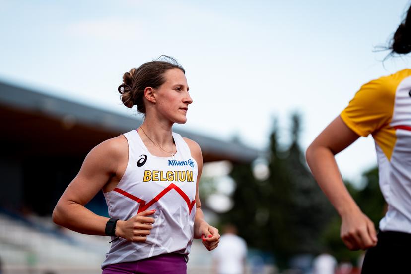 Belgian Eline Dalemans pictured in action during a training session in preparation of the European Athletics Team Championships, in Maribor, Slovenia, Friday 27 June 2025. Team Belgium is competing in the second division on 28 and 29 June. BELGA PHOTO CHIARA MONTESANO