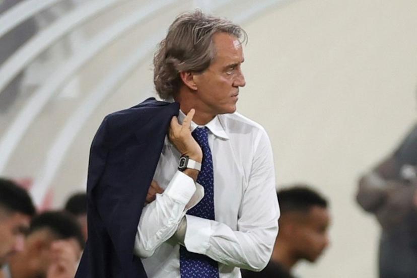 Saudi Arabia's Italian coach Roberto Mancini looks on during the 2026 FIFA World Cup AFC qualifiers group C football match between Saudi Arabia and Bahrain at the Prince Abdullah Al-Faisal Stadium in Jeddah on October 15, 2024.  AFP