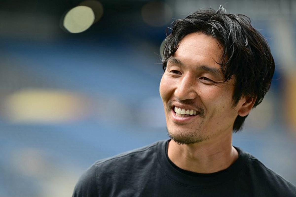 Urawa Red Diamonds' Japanese midfielder #09 Genki Haraguchi talks to the media at Lumen Field stadium in Seattle on June 20, 2025 on the eve of the Club World Cup 2025 Group E football match between Italy's Inter Milan and Japan's Urawa Red Diamonds.  Pablo PORCIUNCULA / AFP