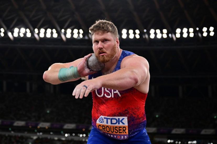 US' athlete Ryan Crouser competes in the men's shot put final during the World Athletics Championships in Tokyo on September 13, 2025.  Ben STANSALL / AFP