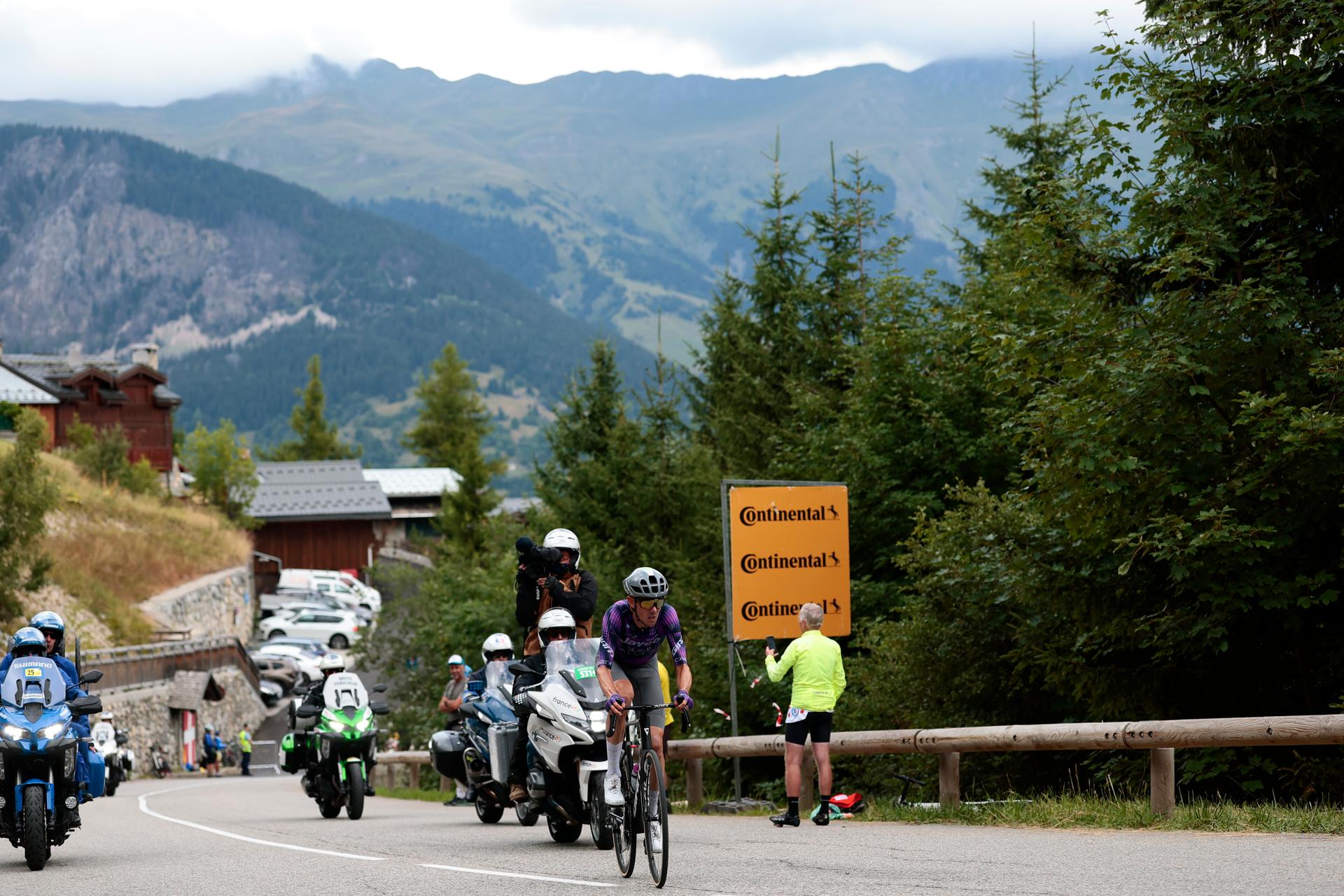 Australian Ben O'Connor of Team Jayco AlUla pictured in action during stage 18 of the 2025 Tour de France cycling race, from Vif to Courchevel Col de la Loze, on Thursday 24 July 2025 in France. The 112th edition of the Tour de France starts on Saturday 5 July in Lille, France, and will finish in Paris, France on the 27th of July.   BELGA PHOTO POOL LUCA BETTINI