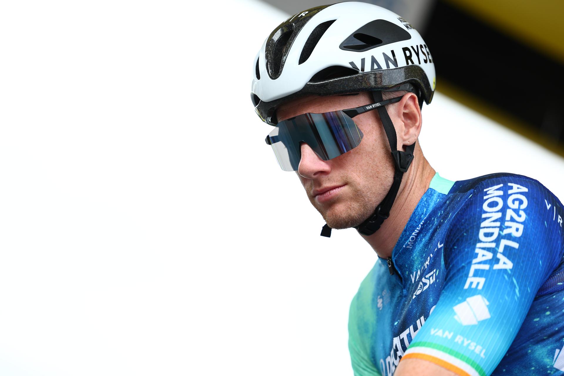 Irish Sam Bennett of Decathlon Ag2r La Mondiale Team pictured at the start of stage 3 of the 2024 Tour de France cycling race, from Plaisance, Italy to Turin, Italy (230,5 km) on Monday 01 July 2024. The 111th edition of the Tour de France starts on Saturday 29 June and will finish in Nice, France on 21 July.  BELGA PHOTO DAVID PINTENS