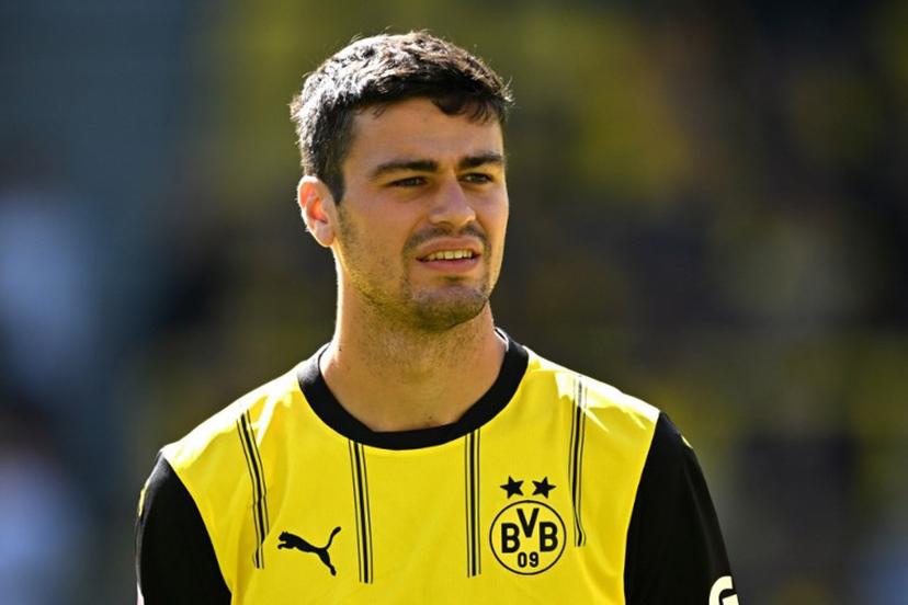 Dortmund's US midfielder #07 Giovanni Reyna is seen during the pre-season friendly club football match between Germany's BVB Borussia Dortmund and England's Aston Villa FC in Dortmund, western Germany on August 10, 2024.   Ina FASSBENDER / AFP