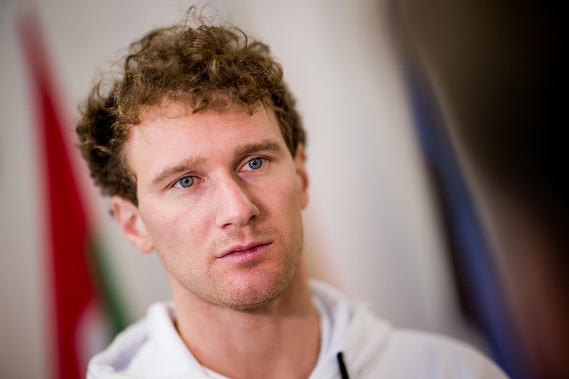 Belgian speed skater Mathias Voste talks to the press during a press conference of the Belgian Olympic and Interfederal Committee (COIB) at the Milano Cortina 2026 Olympic Winter Games, on Monday 09 February 2026 in Milan, Italy. The XXV Winter Olympics take place from 6 to 22 February 2026 in Italy. BELGA PHOTO JASPER JACOBS