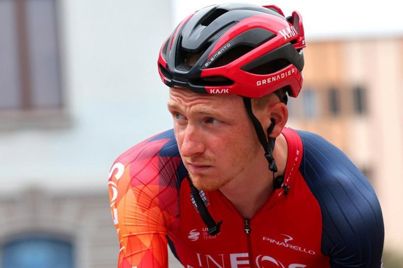 INEOS Grenadiers's British rider Tao Geoghegan Hart arrives prior to the third stage of the Giro d'Italia 2023 cycling race, 216 km between Vasto and Melfi, on May 8, 2023.  Luca Bettini / AFP