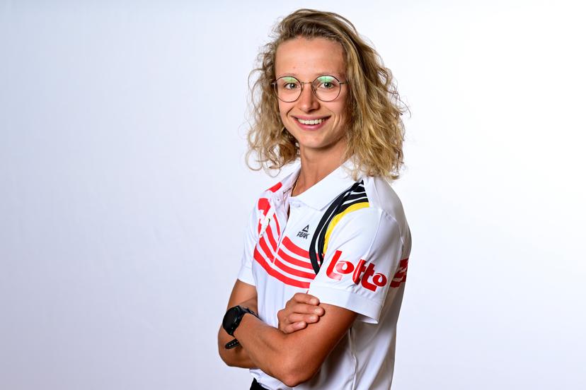 Jeanne Dupont pictured during a press conference for the presentation of the Belgian delegation for the World Games in Chengdu, China (07-17/08) on Wednesday 18 June 2025 in Brussels. BELGA PHOTO DIRK WAEM