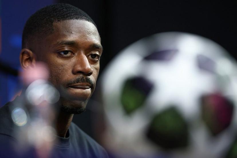 Paris Saint-Germain's French forward #10 Ousmane Dembele addresses a MD-1 press conference on May 29, 2026, the eve of the UEFA Champions League final football match between Paris Saint-Germain (PSG) and Arsenal at the Puskas Arena in Budapest.  Paris Saint-Germain (PSG) face Arsenal in the UEFA Champions League final football match on May 30, 2026 in Budapest. FRANCK FIFE / POOL / AFP