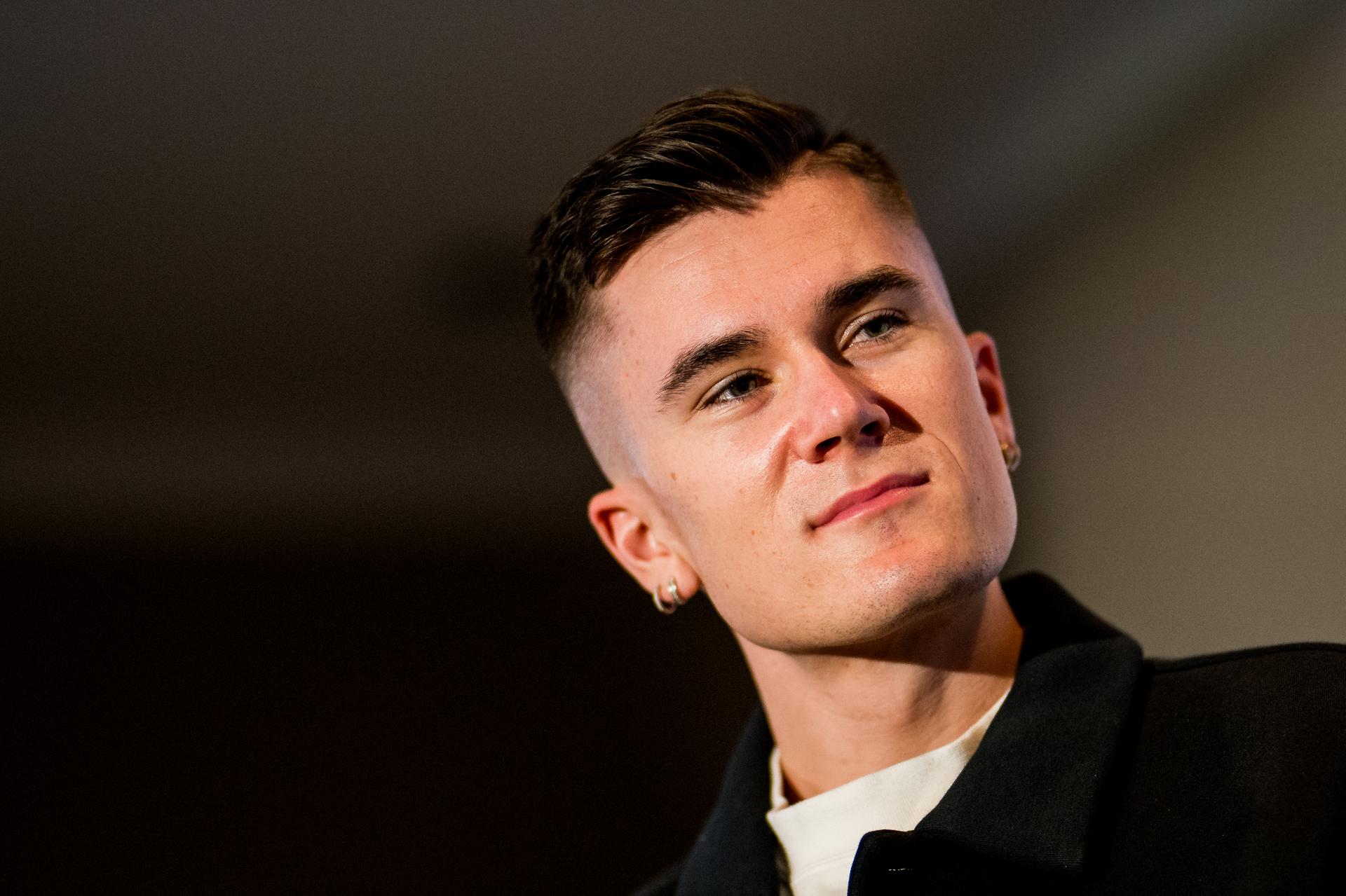 Norwegian Jakob Ingebrigtsen talks to the press during a press conference on the 48th edition of the Memorial Van Damme athletics event in Brussels, Thursday 12 September 2024. The 2024 Allianz Memorial Van Damme Diamond League meeting takes place on 13 and 14 September 2O24. BELGA PHOTO JASPER JACOBS