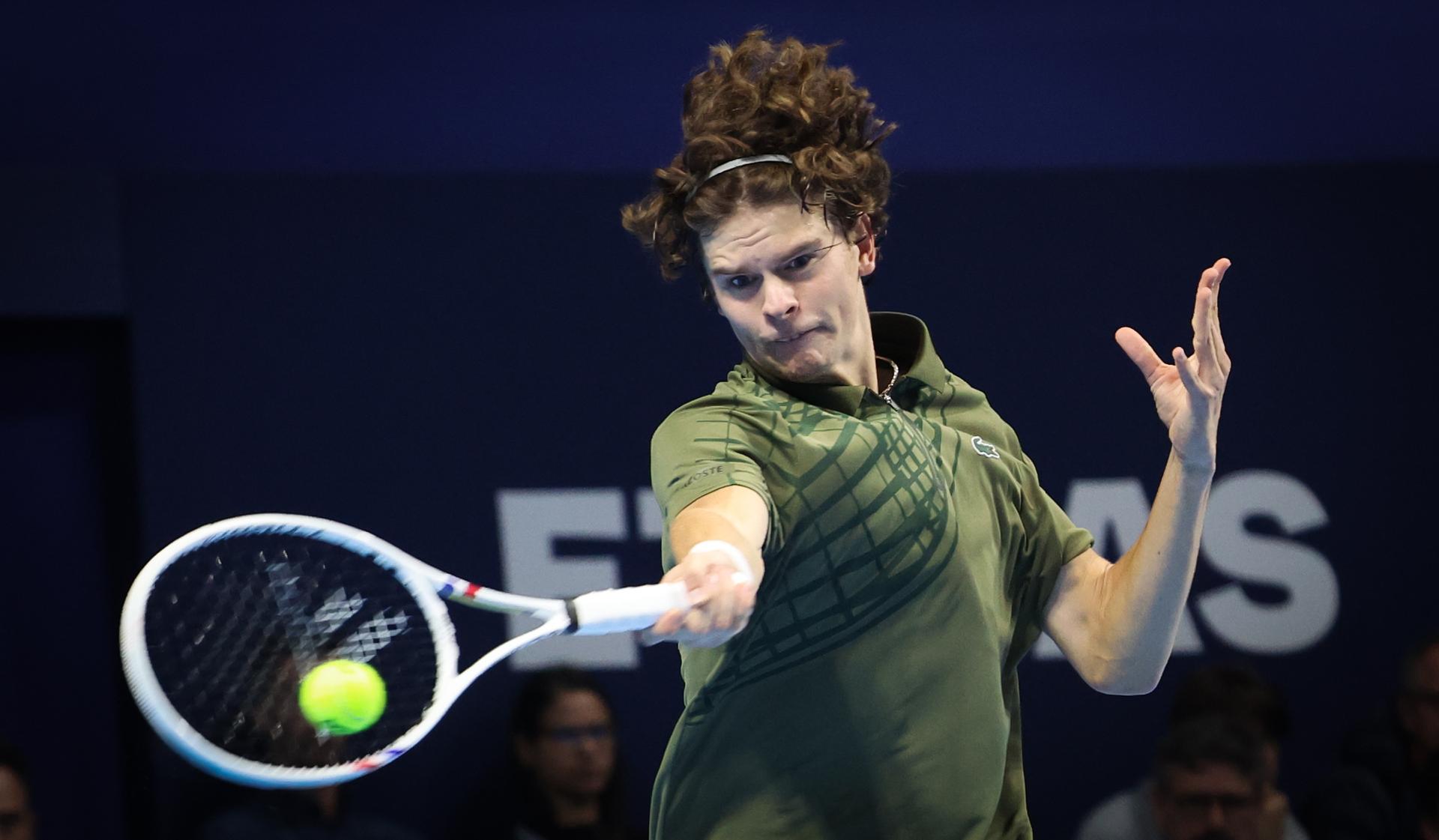 Belgian Alexander Blockx pictured in action during the European Open ATP tennis tournament in Brussels, on Sunday 12 October 2025. This year's edition of the tournament is taking place from 12 to 19 October 2025. BELGA PHOTO VIRGINIE LEFOUR