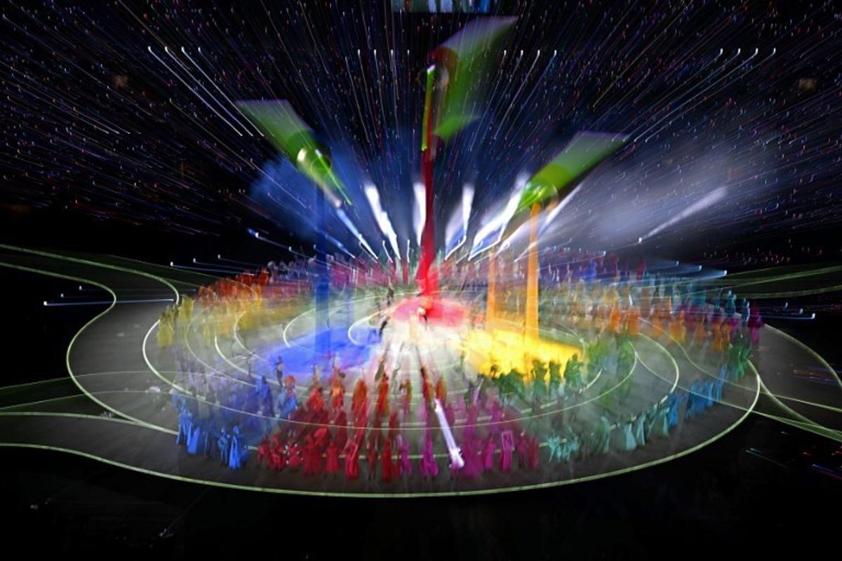 Dancers perform during the opening ceremony of the Milano Cortina 2026 Winter Olympic Games at the San Siro stadium in Milan, northern Italy, on February 6, 2026.  Gabriel BOUYS / AFP