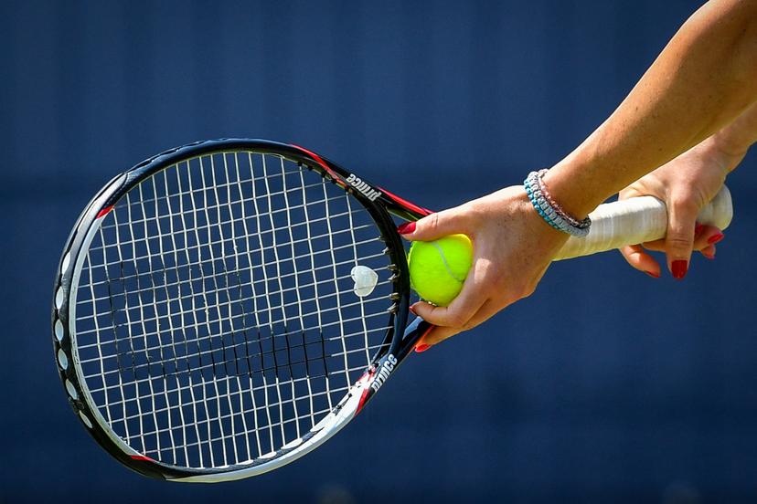 Illustration picture shows a tennis racket and ball during a first round double game of Belgian Alison Van Uytvanck and Jelena Jankovic against Chin-Wei Chan and Aleksandrina Naydenova during the Ricoh Open WTA tennis tournament in Rosmalen, the Netherlands, Monday 06 June 2016. BELGA PHOTO LUC CLAESSEN