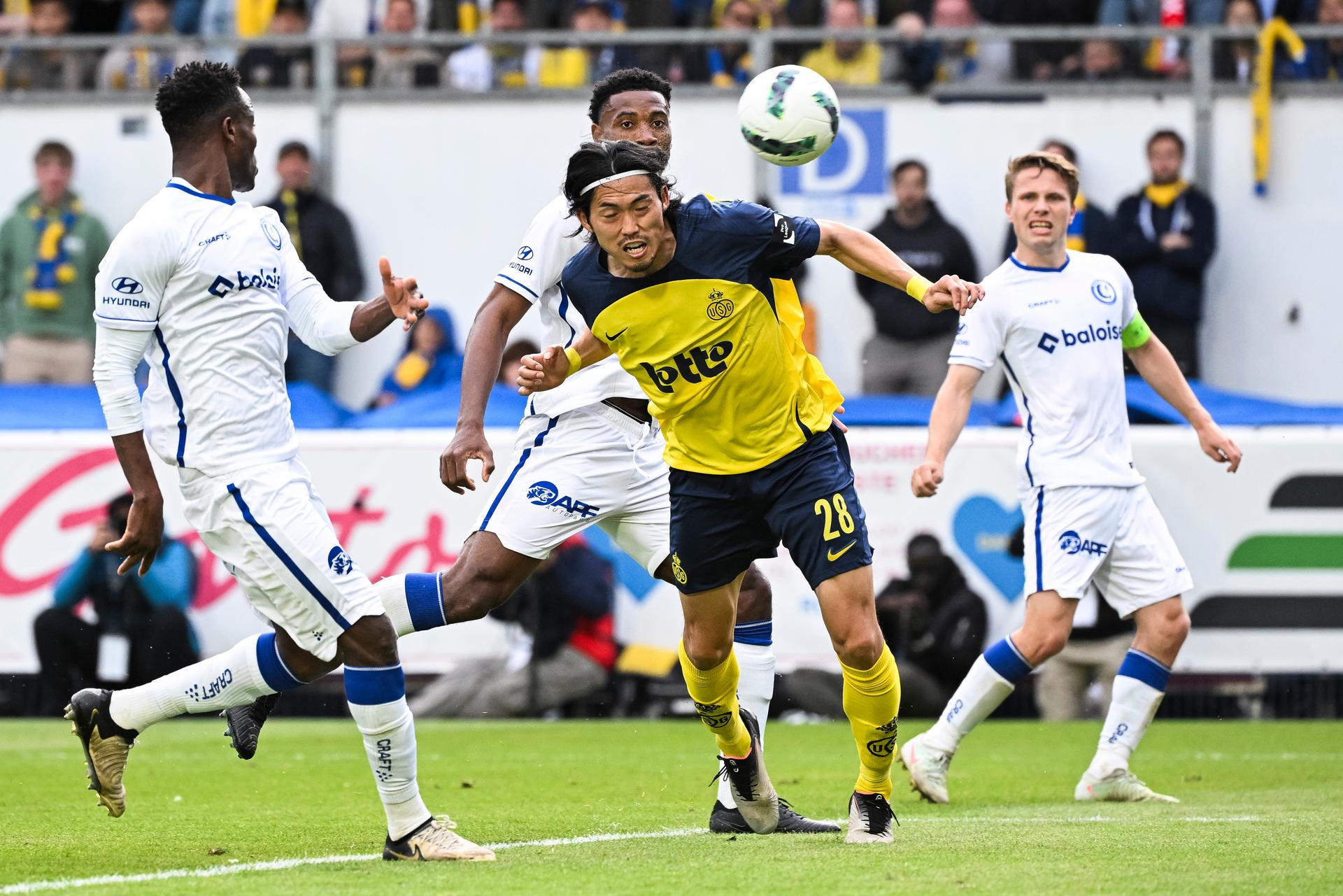 Union's Koki Machida pictured in action during a soccer match between Royale Union Saint-Gilloise and KAA Gent, Sunday 25 May 2025 in Brussels, on day 10 (out of 10) of the Champions' Play-offs of the 2024-2025 'Jupiler Pro League' first division of the Belgian championship. BELGA PHOTO LAURIE DIEFFEMBACQ