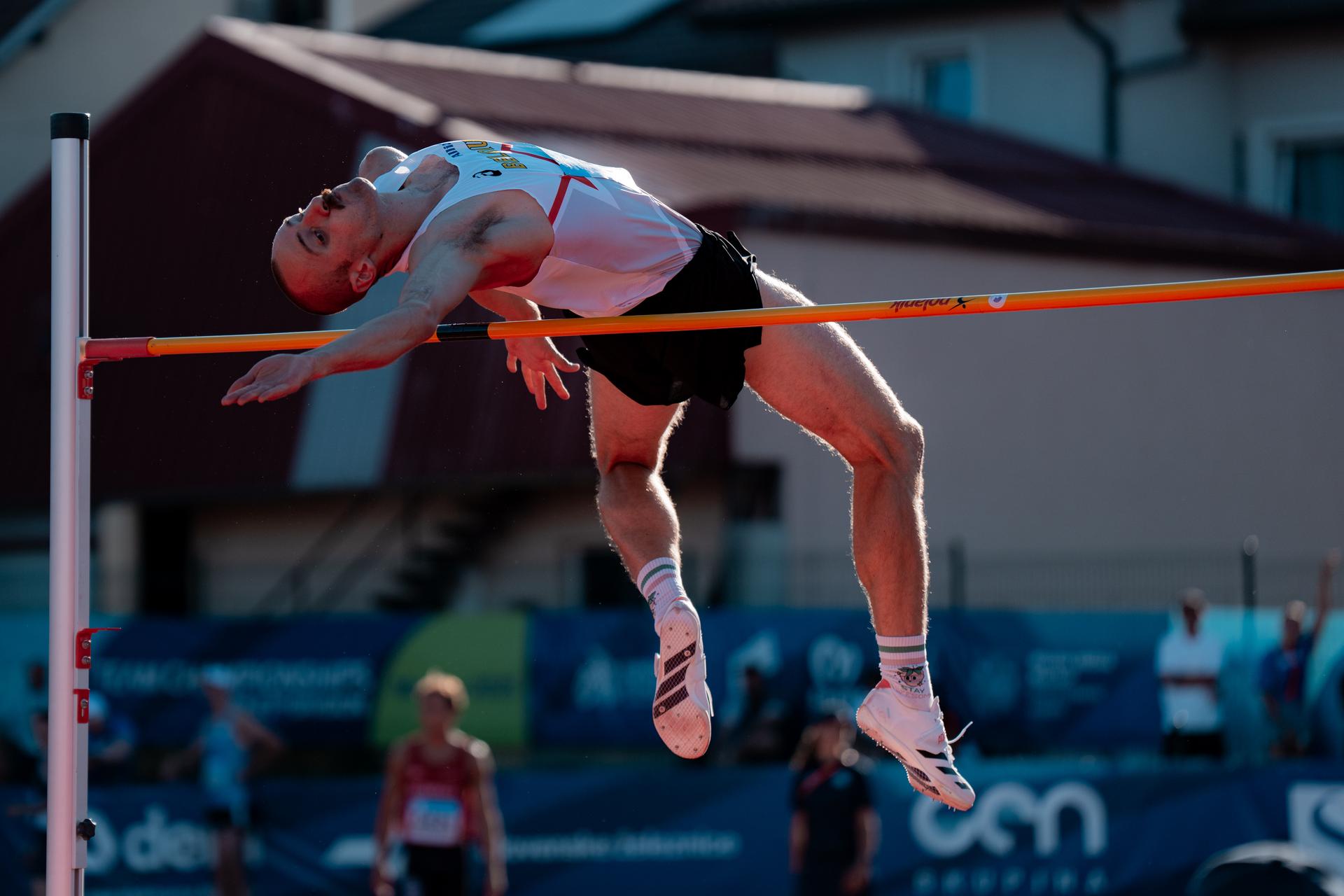 Jef Vermeiren pictured in action during the European Athletics Team Championships, in Maribor, Slovenia, Saturday 28 June 2025. Team Belgium is competing in the second division on 28 and 29 June. BELGA PHOTO CHIARA MONTESANO