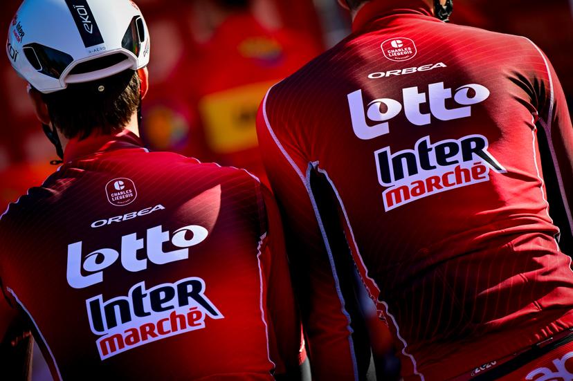 Lotto-Intermarche riders pictured at the start of the men elite 'Amstel Gold Race' one day cycling race, 257,4 km from Maastricht to Valkenburg, The Netherlands, Sunday 19 April 2026. BELGA PHOTO DIRK WAEM
