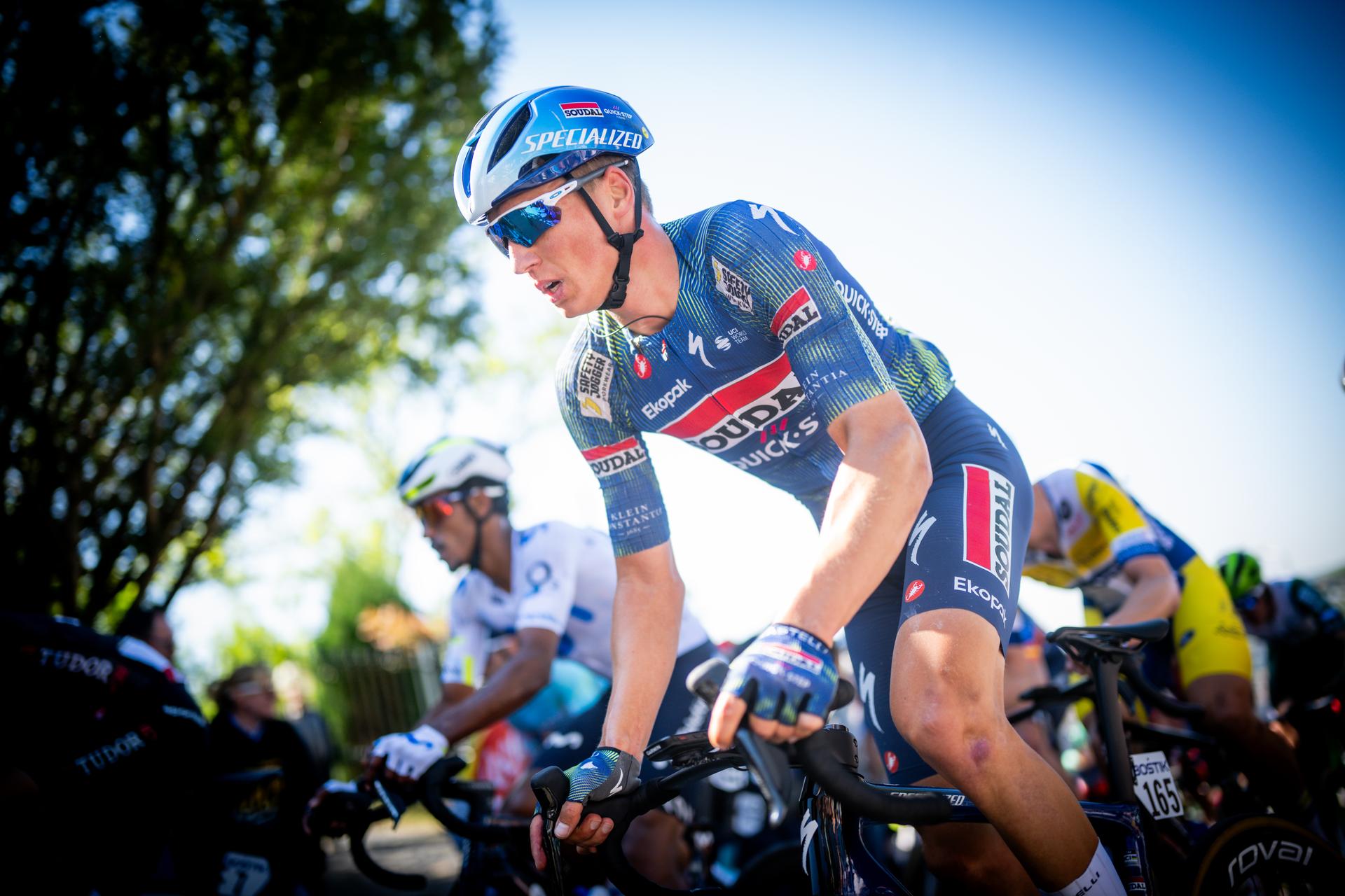 Belgian Mauri Vansevenant of Soudal Quick-Step pictured in action during the men's race of the 90th edition of the 'La Fleche Wallonne', one day cycling race (Waalse Pijl - Walloon Arrow), 200 km from Herstal to Huy, Wednesday 22 April 2026. BELGA PHOTO JASPER JACOBS