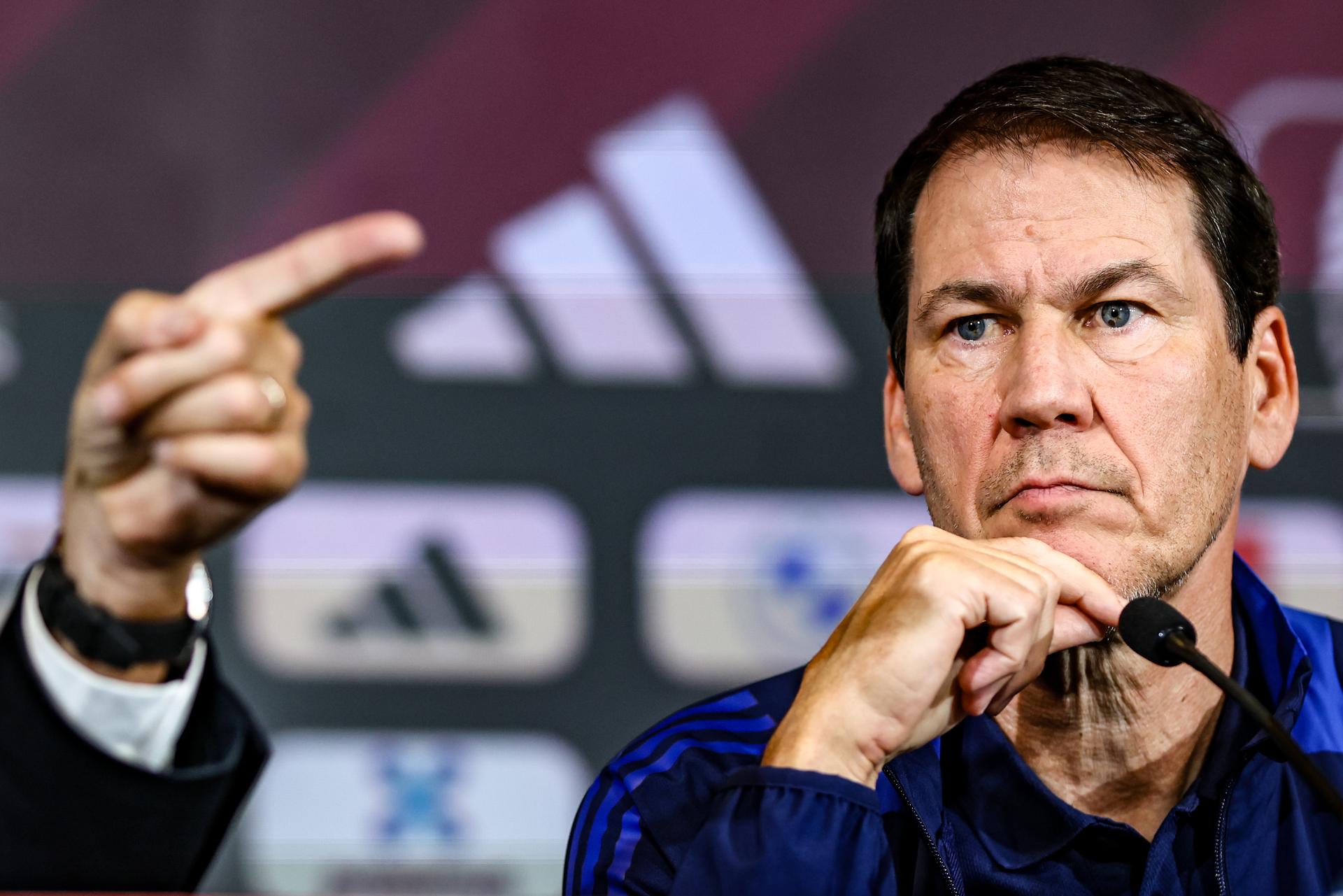 Belgium's head coach Rudi Garcia pictured during a press conference of the Red Devils, the Belgian national soccer team, at the Proximus Basecamp in Tubize, Sunday 08 June 2025. The team is preparing for the World Cup 2026 qualifier against Wales (09/06). BELGA PHOTO BRUNO FAHY