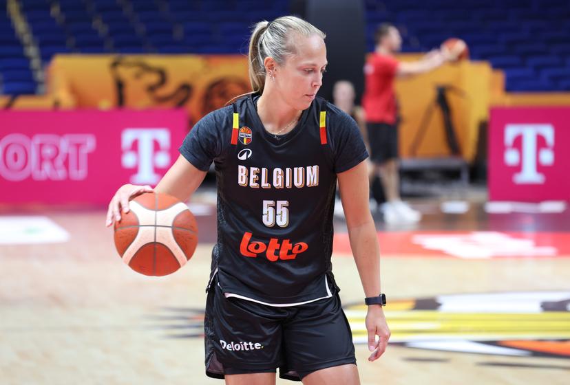 Belgium's Julie Allemand pictured during a training session of Belgian Cats in Berlin Arena on Wednesday 2 September 2026. Women's basketball worldcup takes place in Germany from 4 to 23 September 2026. BELGA PHOTO VIRGINIE LEFOUR