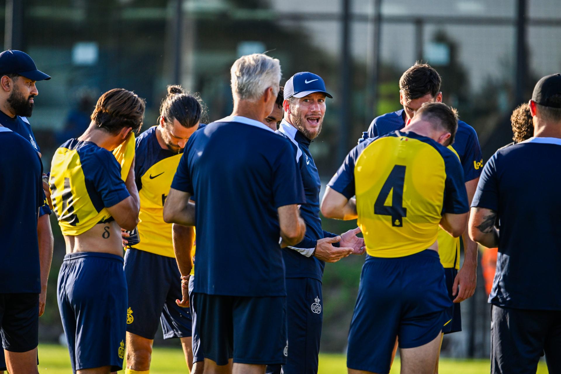 Union's head coach Sebastien Pocognoli pictured during a friendly game between Union Saint-Gilloise and Union Rochefortoise, Tuesday 01 July 2025 in Nijlen, in preparation of the upcoming 2025-2026 season. BELGA PHOTO TOM GOYVAERTS