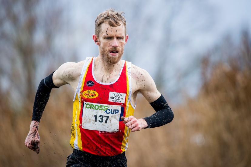 Belgian Lander Tijtgat pictured in action during the men's race at the Roeselare crosscup athletics event, the third stage of the sixth of the CrossCup competition, Sunday 28 November 2021 in Roeselare. BELGA PHOTO JASPER JACOBS