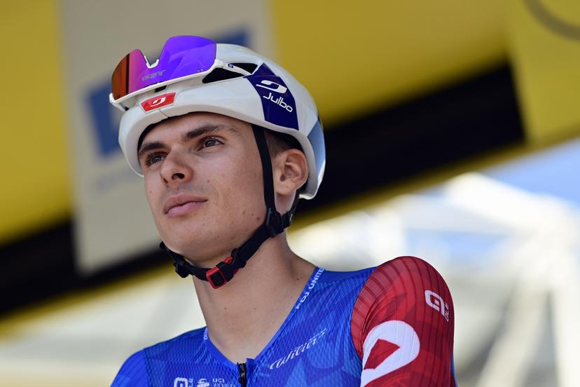 French Romain Gregoire of Groupama-FDJ pictured at the start of stage 11 of the 2025 Tour de France cycling, from and to Toulouse (154km), on Wednesday 16 July 2025 in France. The 112th edition of the Tour de France starts on Saturday 5 July in Lille, France, and will finish in Paris, France on the 27th of July. BELGA PHOTO DIRK WAEM