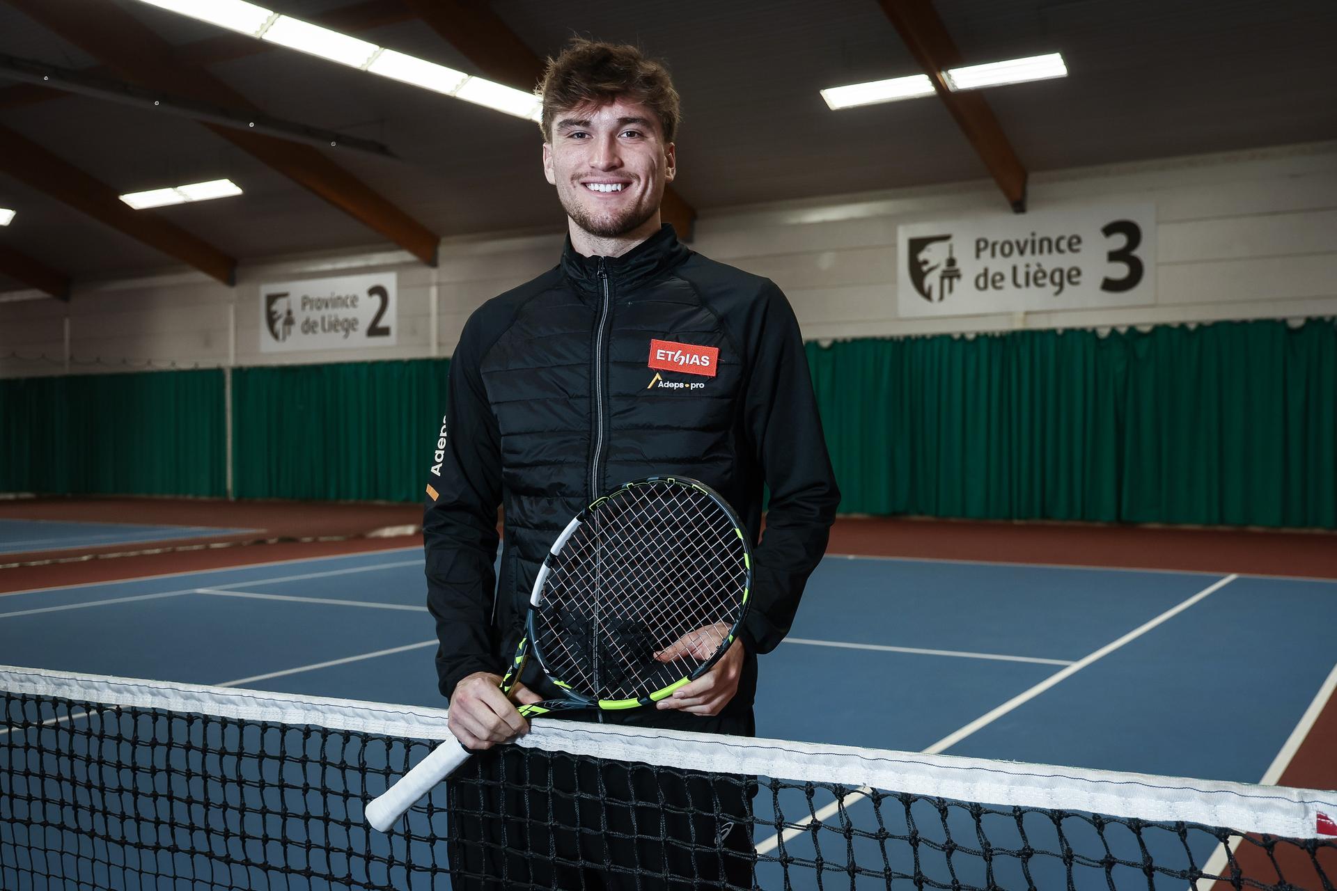 Belgian tennis player Raphael Collignon poses for the photographer at a press conference of Tennis Padel Pickleball Wallonie-Bruxelles, in Huy, on Friday 19 December 2025. BELGA PHOTO BRUNO FAHY