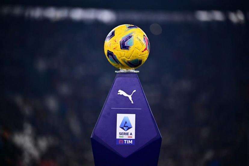A picture shows the official Serie A winter ball before the Italian Serie A football match between Juventus and Empoli, at The Allianz Stadium, in Turin on January 27, 2024.  Marco BERTORELLO / AFP